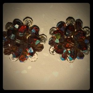 Vintage Aurora Borealis clip-on earrings